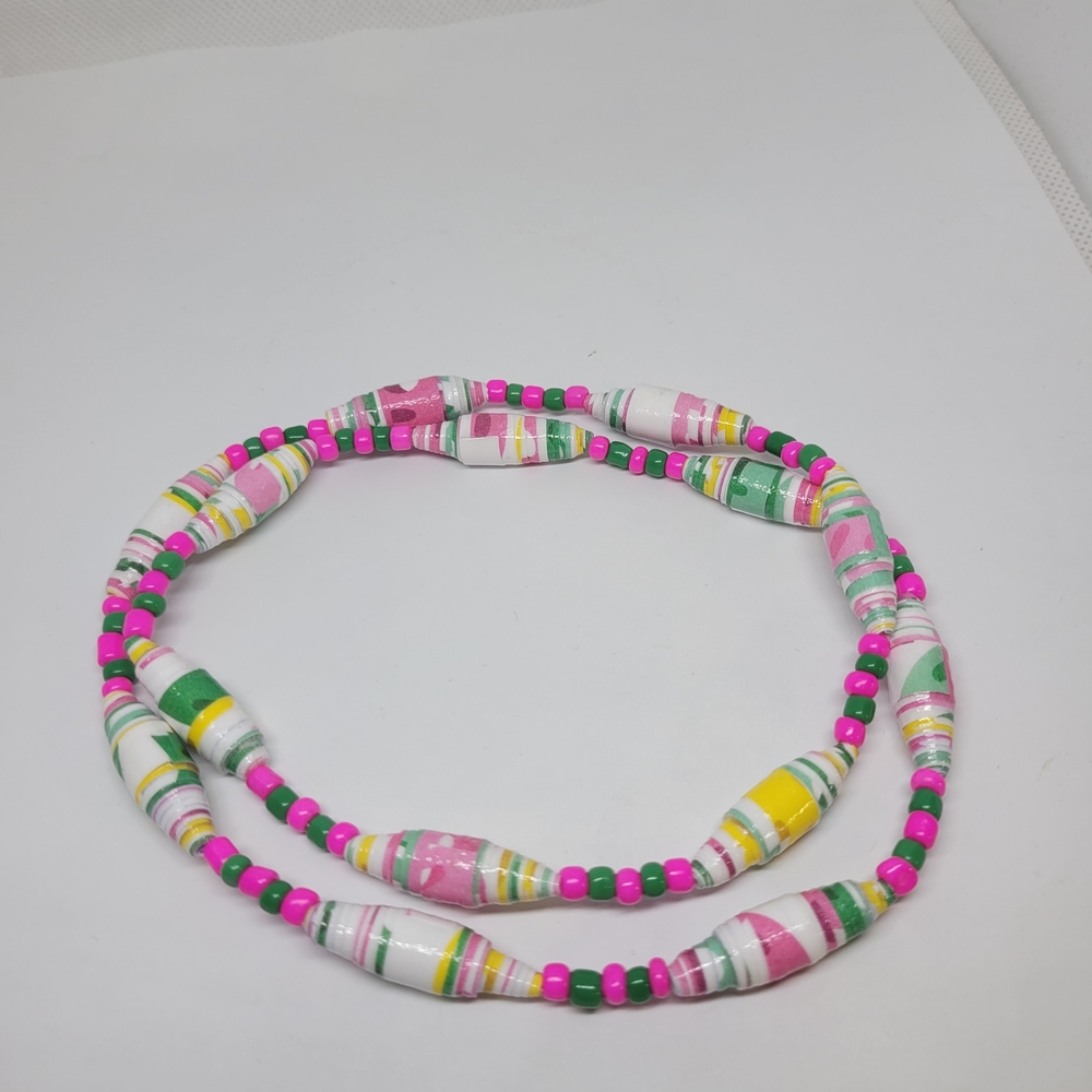 Colorful Paper Bead Beaded Necklace